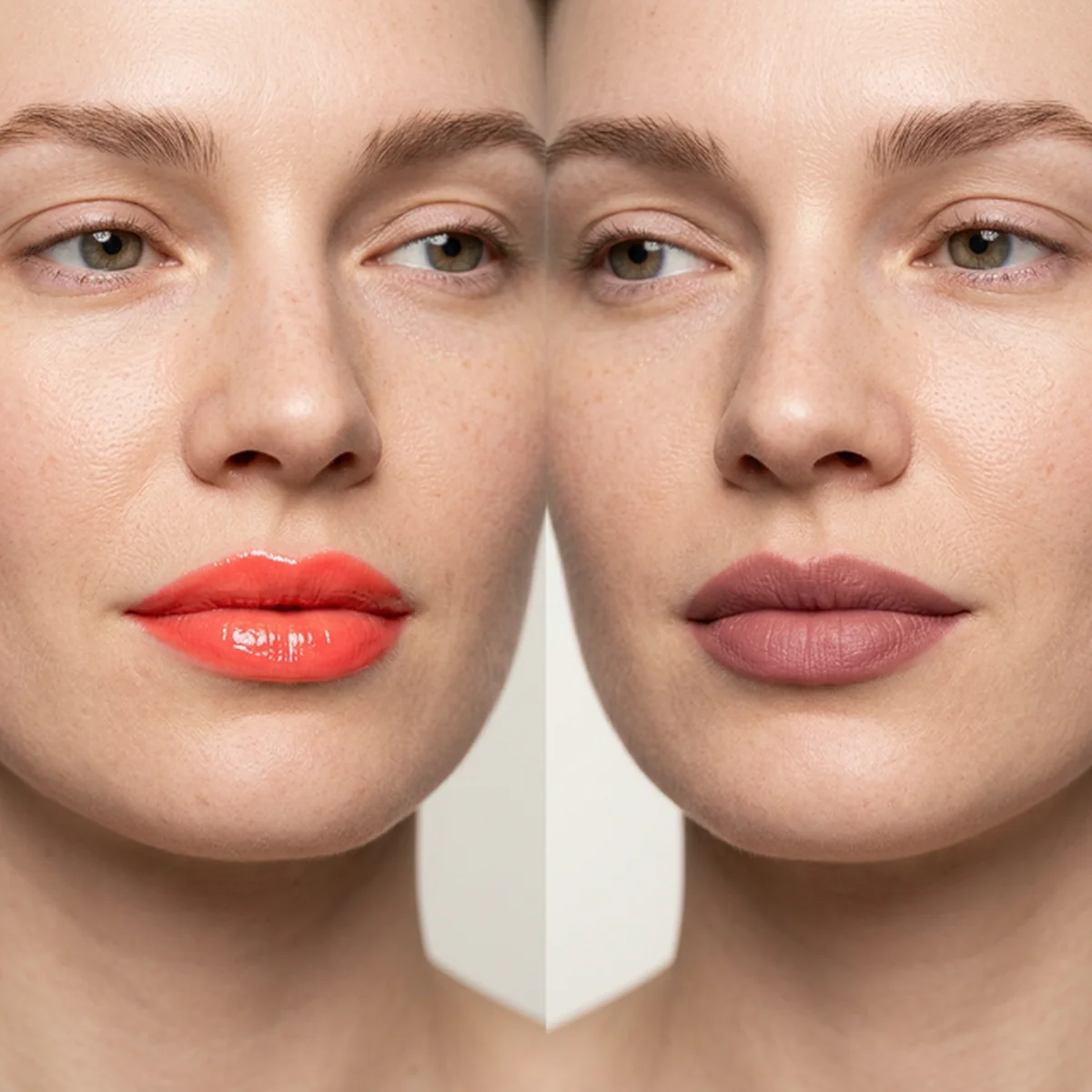 Bright, high-contrast lipstick shades that clash with muted Soft Summer coloring