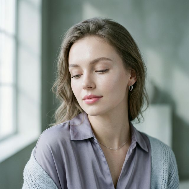 A soft cool-toned beauty editorial image of a woman representing the True Summer aesthetic.
