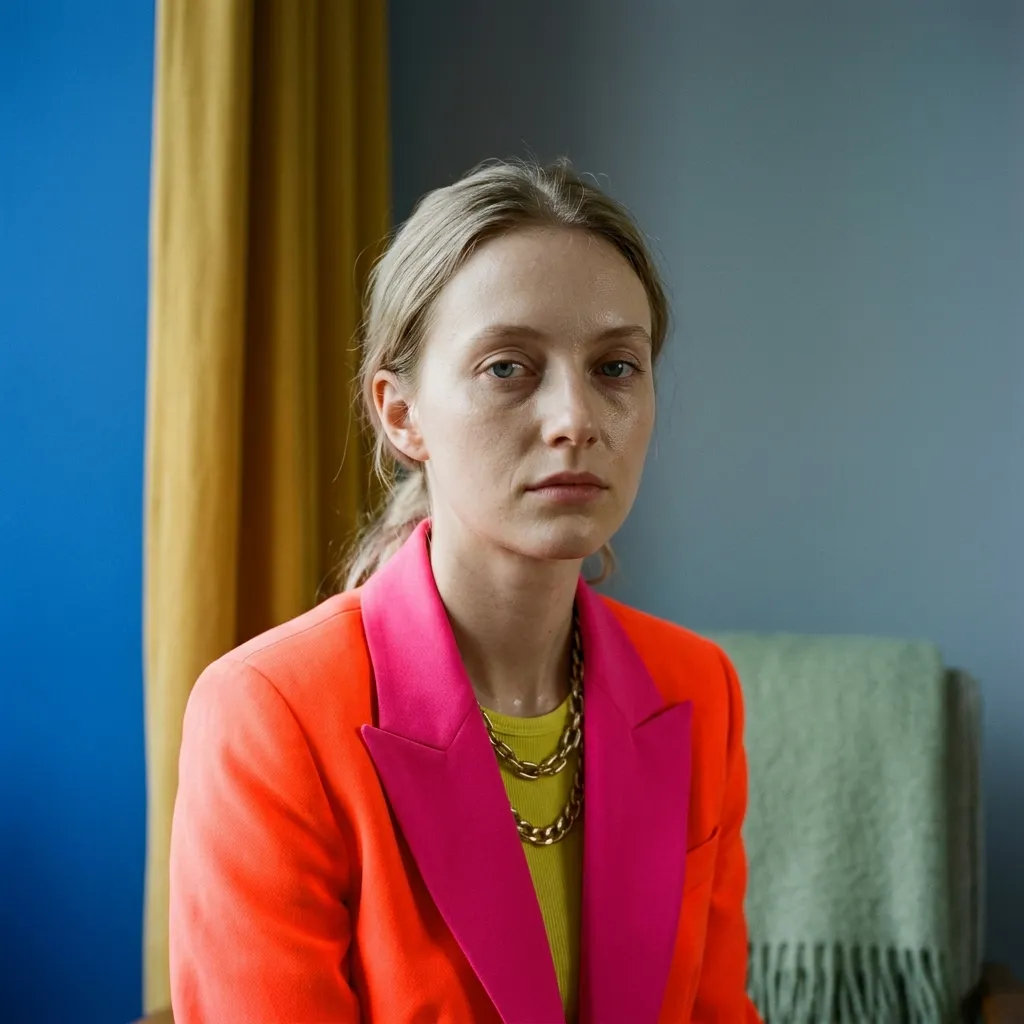 Fashion editorial contrasting harsh bright neon colors with flattering soft summer cool tones