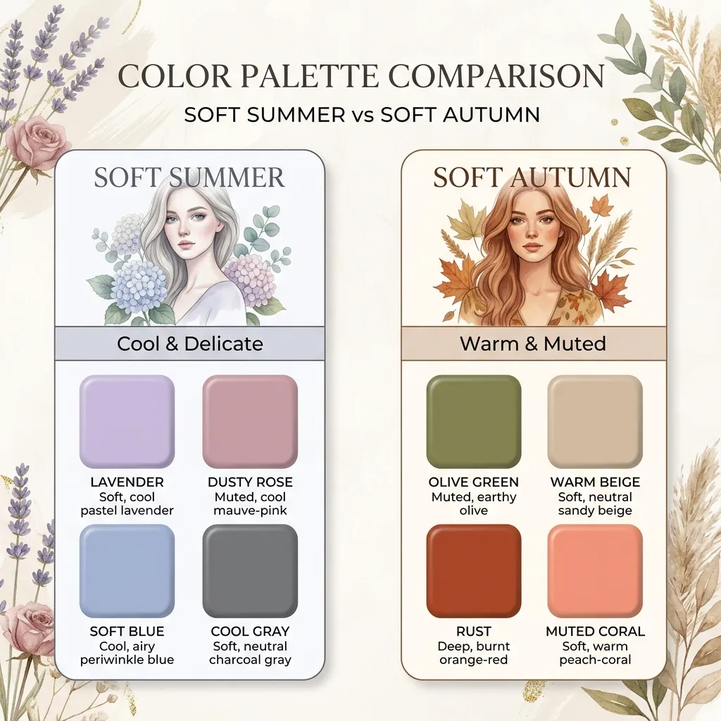Soft Summer vs Soft Autumn Palette