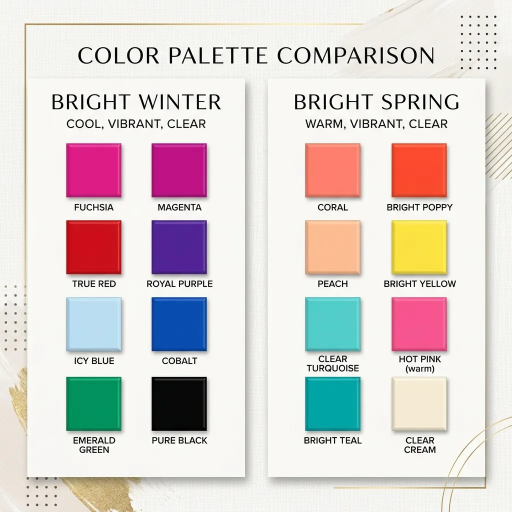 Bright Winter vs Bright Spring Palette