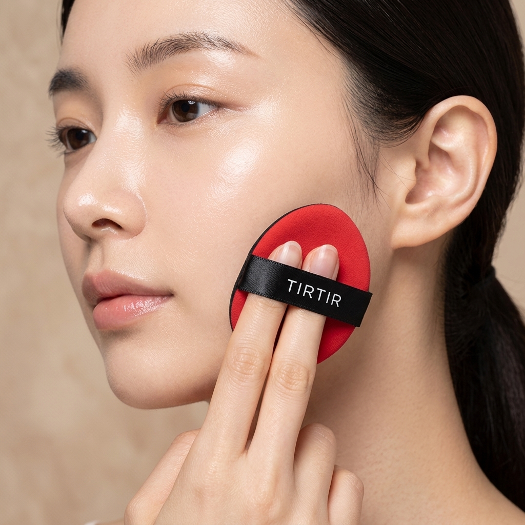 Luxury K-beauty cushion foundation compact with glowing skin