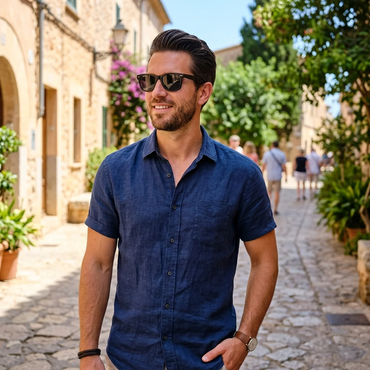 Handsome man wearing stylish sunglasses outdoors