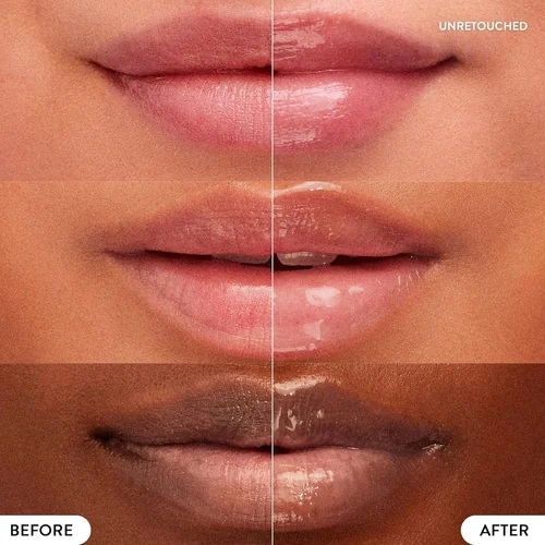 Before and after comparison of dry flaky lips and smooth lips after overnight use
